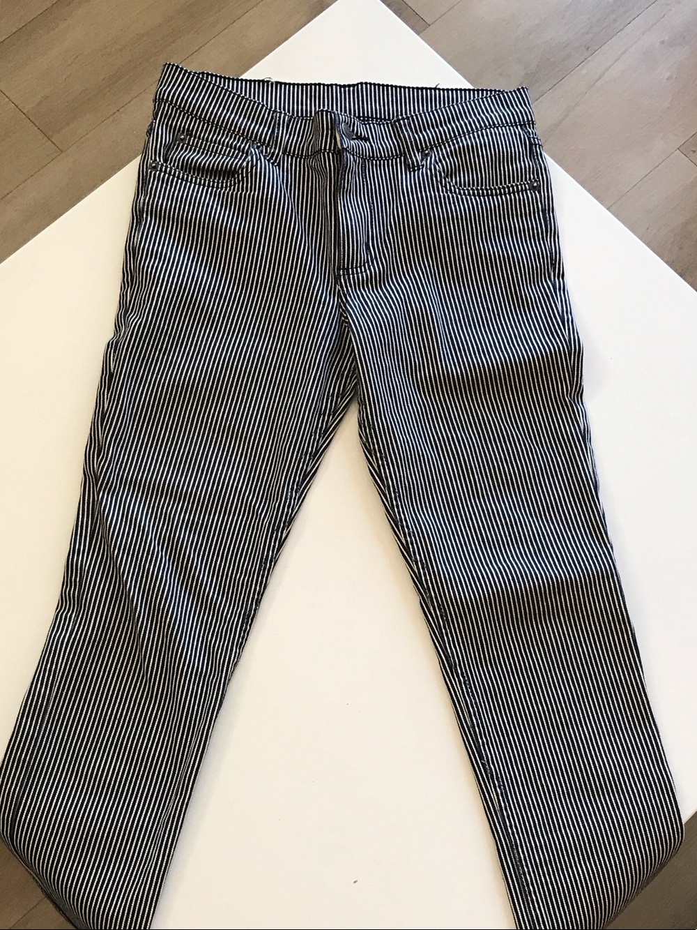 Cheap Monday Men's Skinny Jeans Black and White Pinstripe